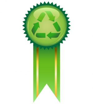 Green enviromental award ribbon